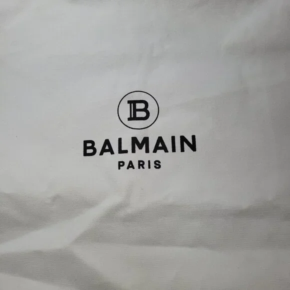Balmain Garment Bag Gown White Black Logo Gold Tone Exposed Zipper 62.5 x 23 in - Picture 3 of 13